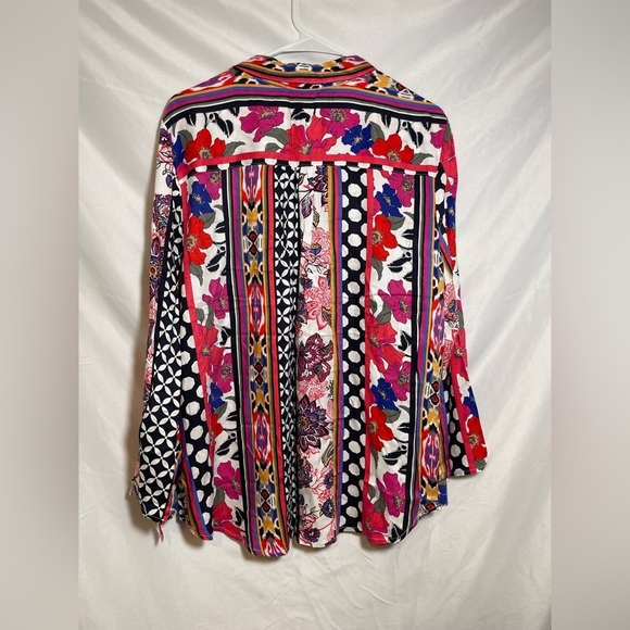 Ruby Rd. Multicolor Floral and Geometric Button Down Shirt - Picture 6 of 7